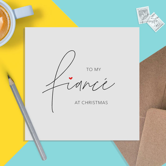 To My Fiance At Christmas, Simple Romantic Christmas Card - PMPrinted