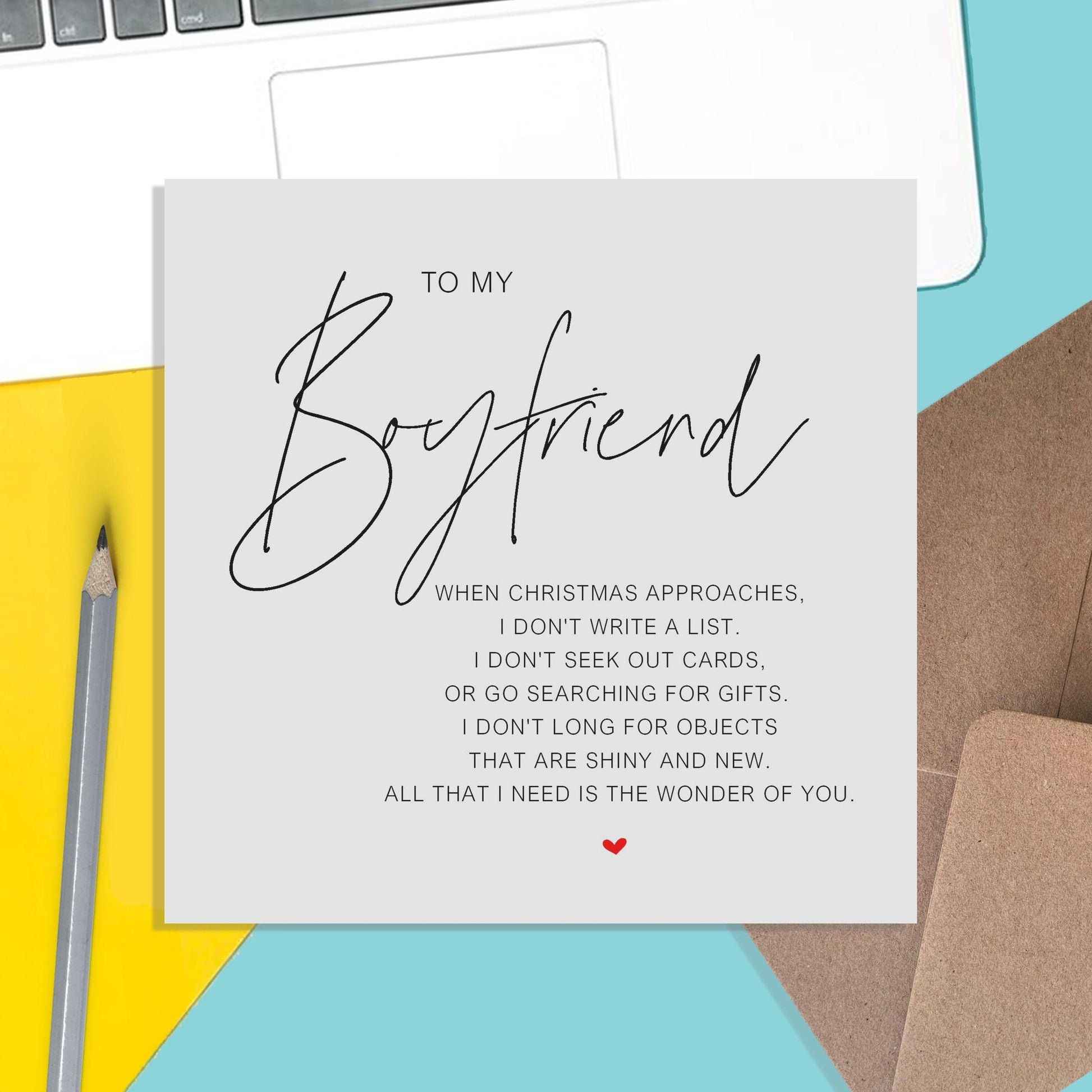 Boyfriend Christmas Card, Romantic Poem Christmas Card - PMPrinted