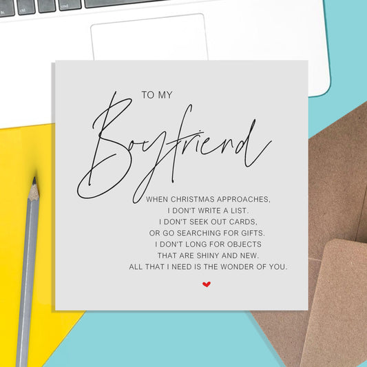 Boyfriend Christmas Card, Romantic Poem Christmas Card - PMPrinted
