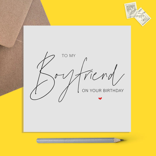 Boyfriend Birthday Card, Simple Elegant Design - PMPrinted