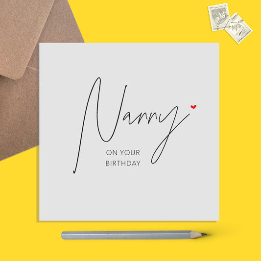 Nanny Birthday Card, Simple Birthday Card - PMPrinted