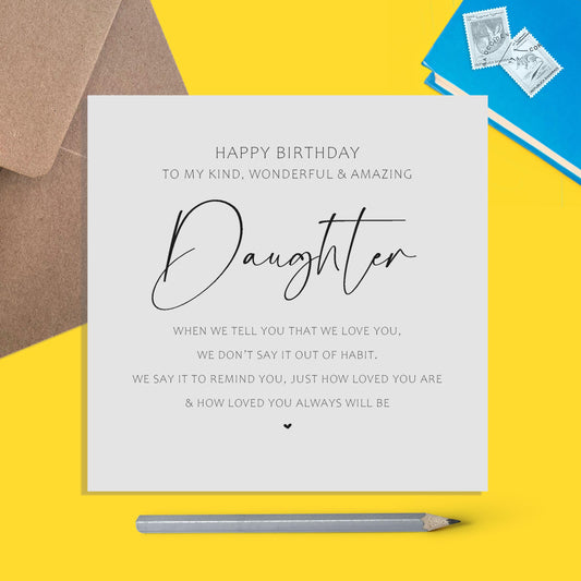 Daughter Birthday Card, We Love You Simple Birthday Card - PMPrinted