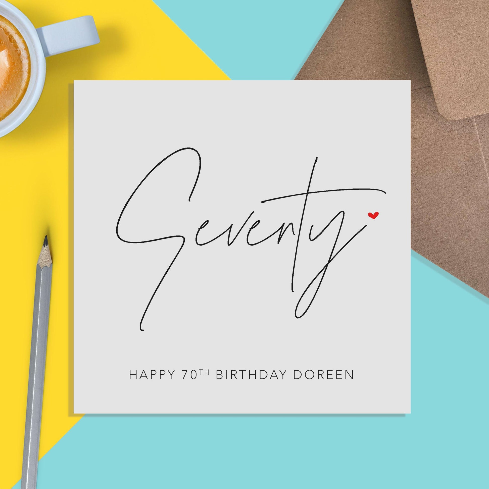 70th Birthday Card, Seventy Simple Card Design - PMPrinted