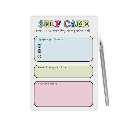 Self Care Daily A6 Notepad - Encourage Positive Mental Health - PMPrinted