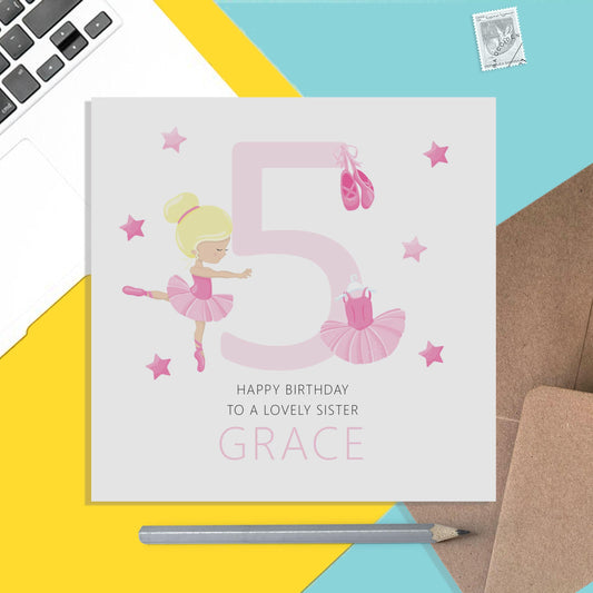 Sister Birthday Ballet Card, Any Age Personalised Card - PMPrinted