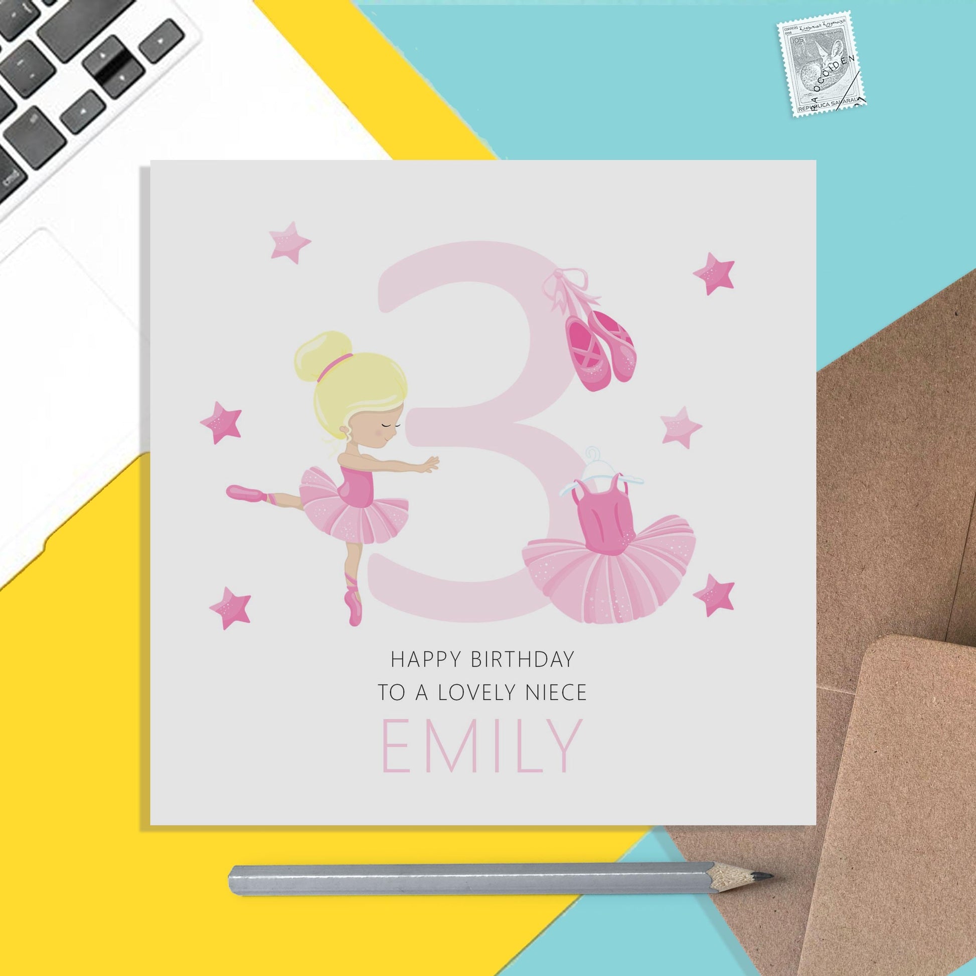 Niece Birthday Ballet Card, Any Age Personalised Card - PMPrinted