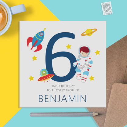 Brother Space Birthday Card, Any Age Personalised Card - PMPrinted