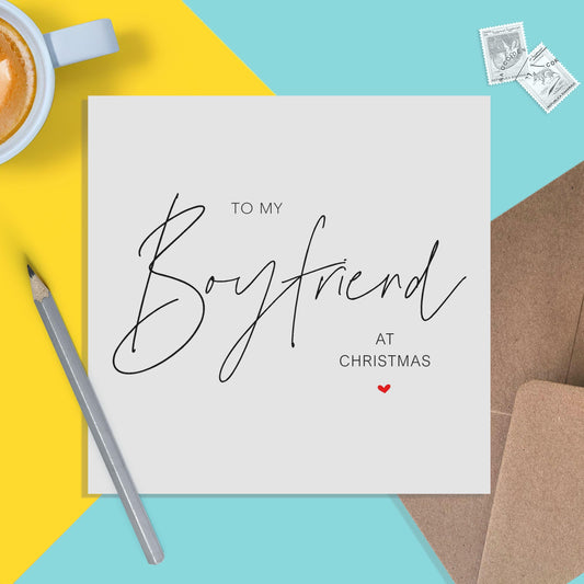 To My Boyfriend At Christmas, Simple Romantic Christmas Card - PMPrinted