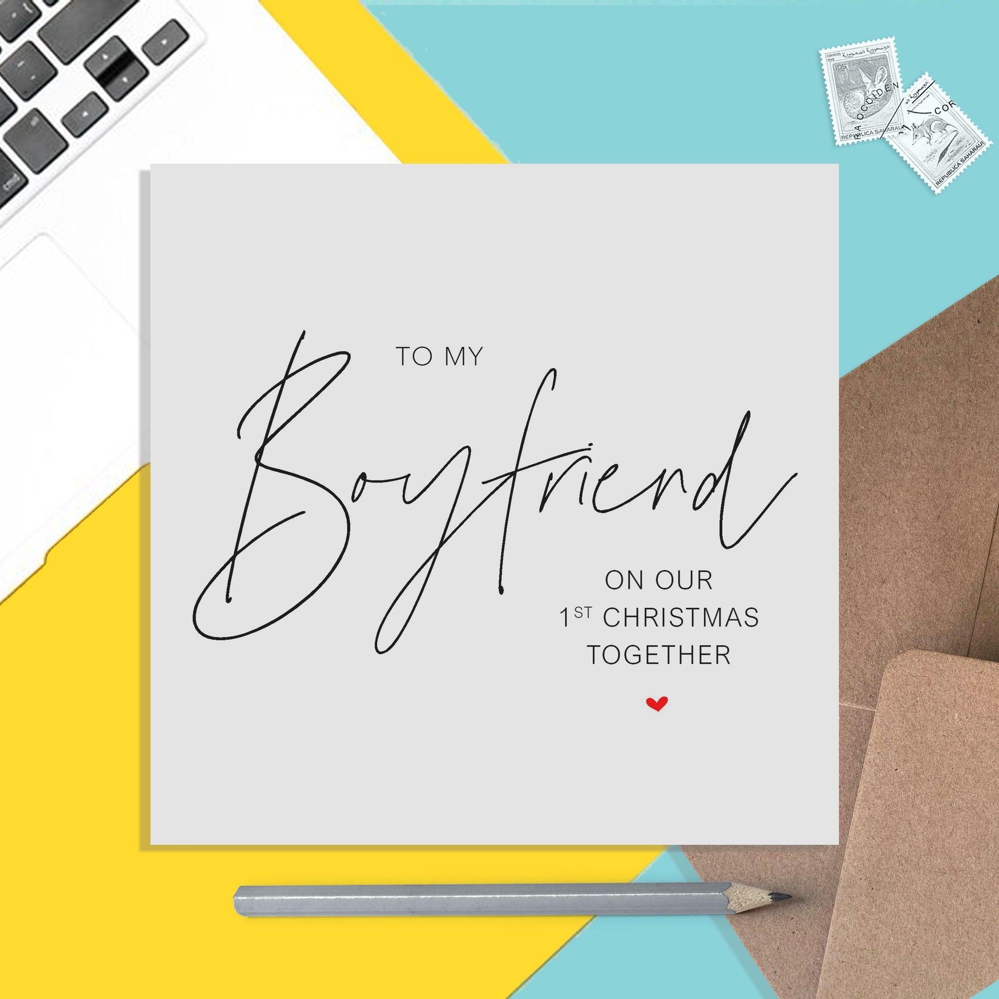 Boyfriend First Christmas Card, Simple Romantic Christmas Card - PMPrinted