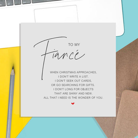Fiancé Christmas Card, Romantic Poem Christmas Card - PMPrinted