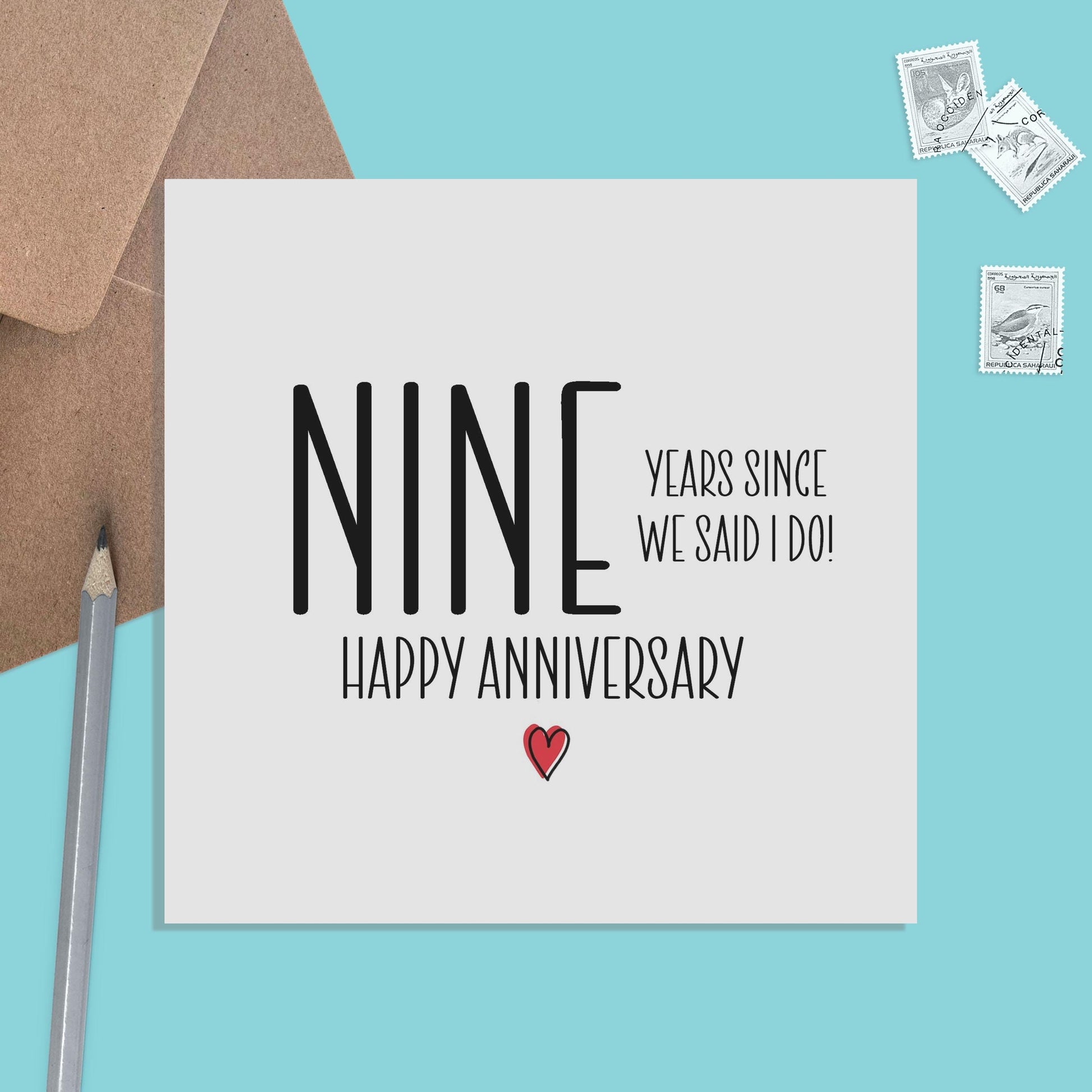 9th Anniversary Card, Nine Years Since We Said I Do