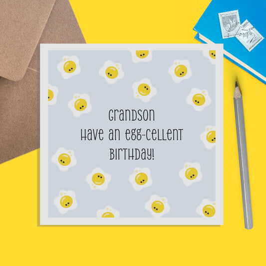 Grandson Have An Egg-cellent Birthday Card - PMPrinted