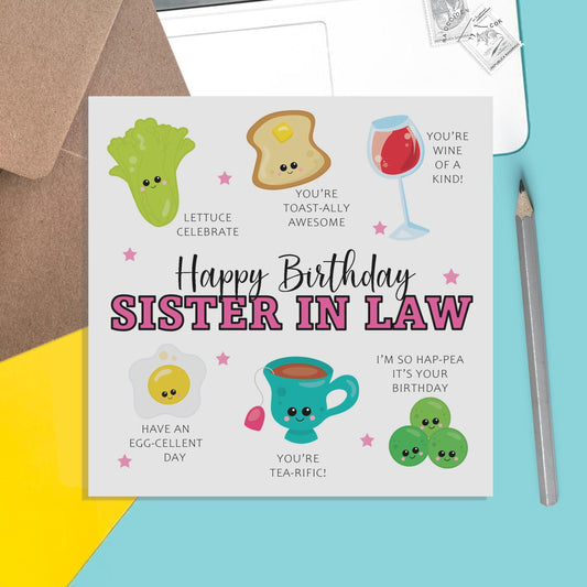 Sister In Law Birthday Card - Funny Pun Birthday Card - PMPrinted