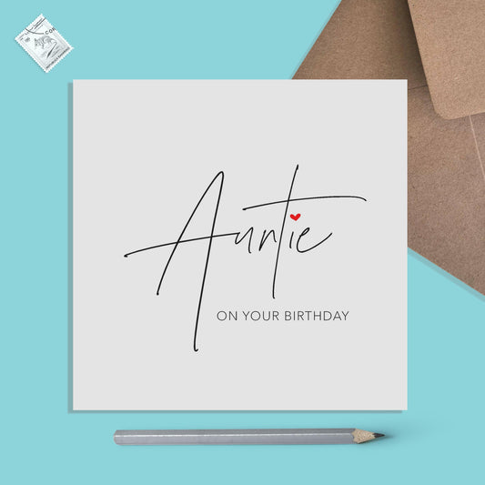 Auntie Birthday Card, Simple Elegant Card - PMPrinted