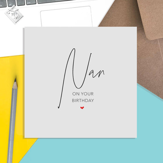 Nan Birthday Card, Simple Elegant Card - PMPrinted