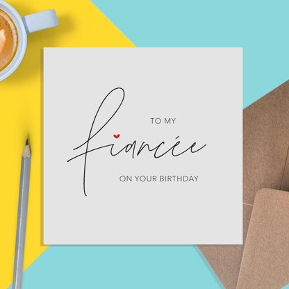 Fiancée Birthday Card, Simple Elegant Design - PMPrinted