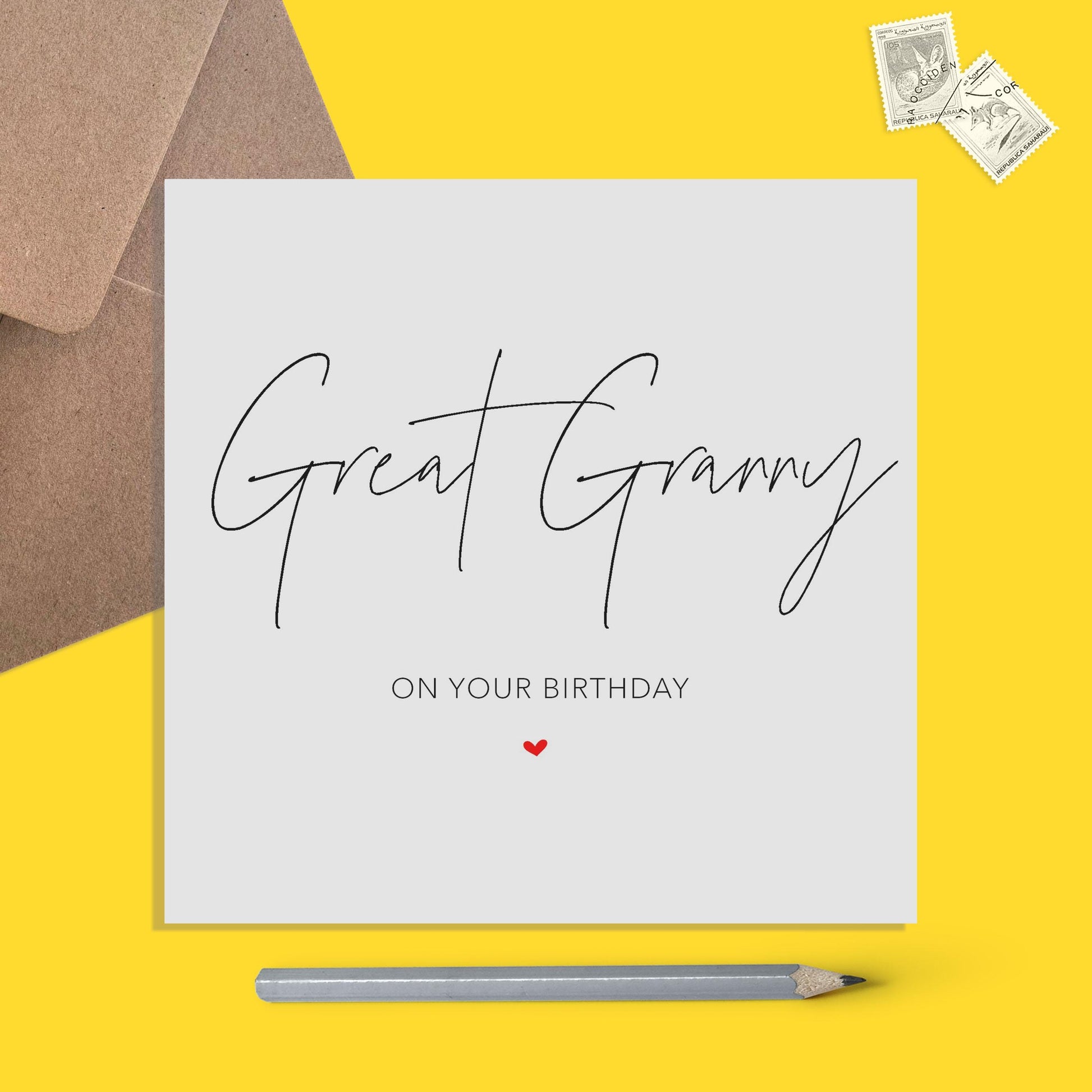 Great Granny Birthday Card, Simple Birthday Card - PMPrinted