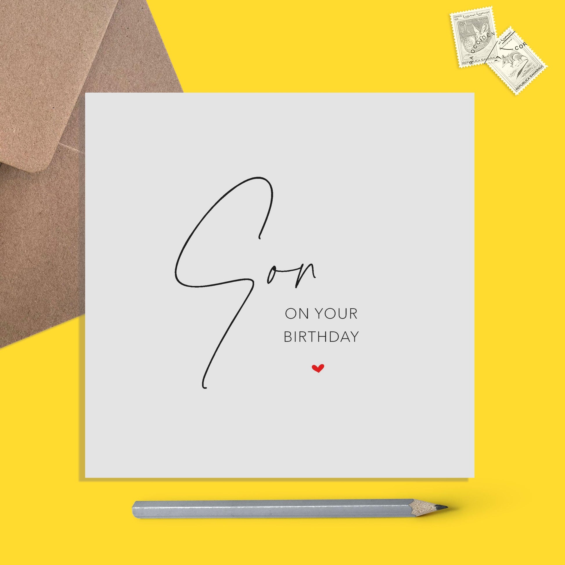 Son Birthday Card, Simple Elegant Card - PMPrinted