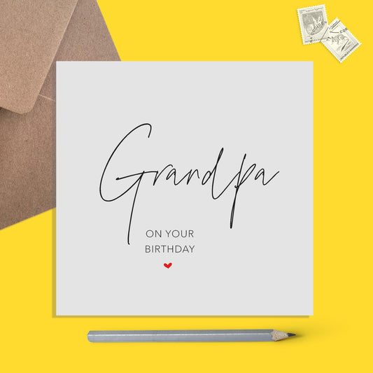 Grandpa Birthday Card, Simple Elegant Design - PMPrinted