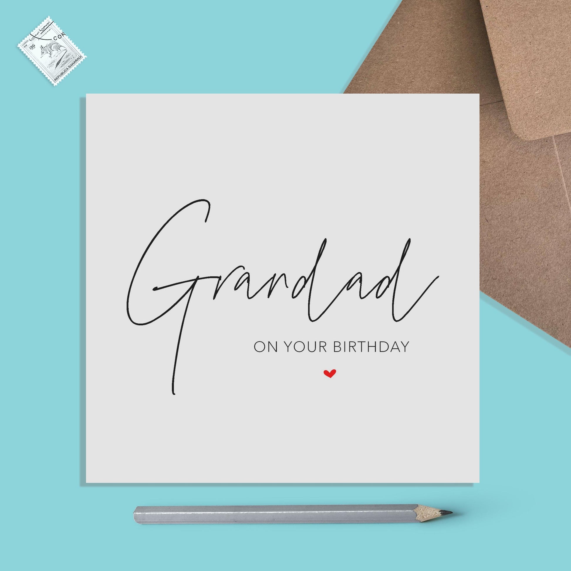 Grandad Birthday Card, Simple Elegant Design - PMPrinted