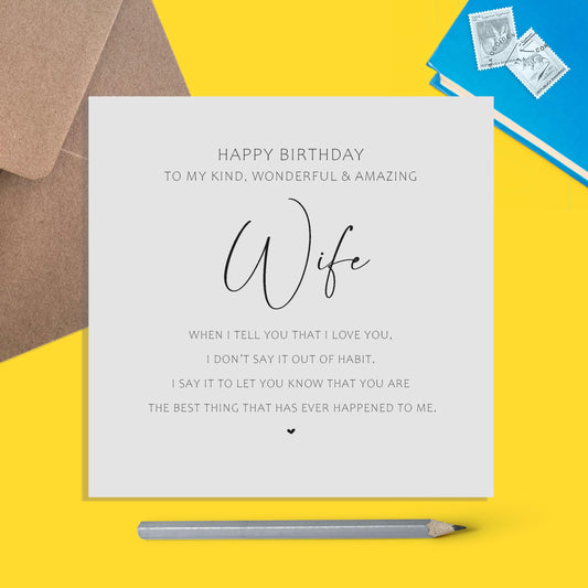 Wife Birthday Card, Best Thing That Ever Happened To Me, Simple Elegant Design - PMPrinted