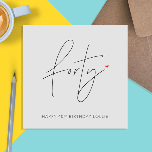40th Birthday Card, Simple Forty Birthday Design - PMPrinted