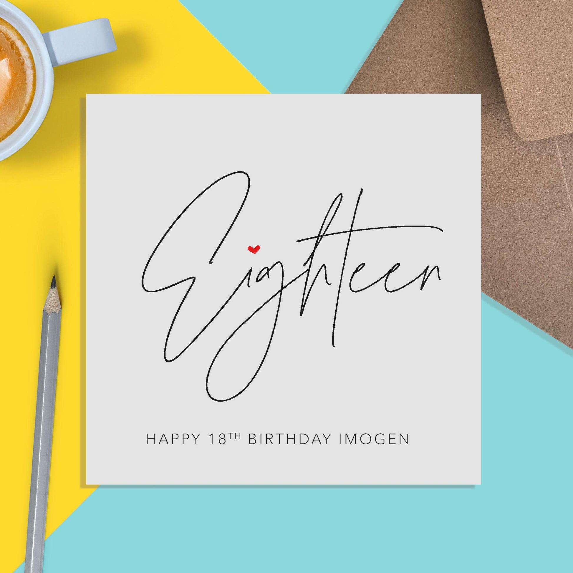 18th Birthday Card, Simple Eighteen Birthday Card - PMPrinted