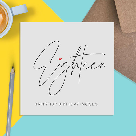18th Birthday Card, Simple Eighteen Birthday Card - PMPrinted