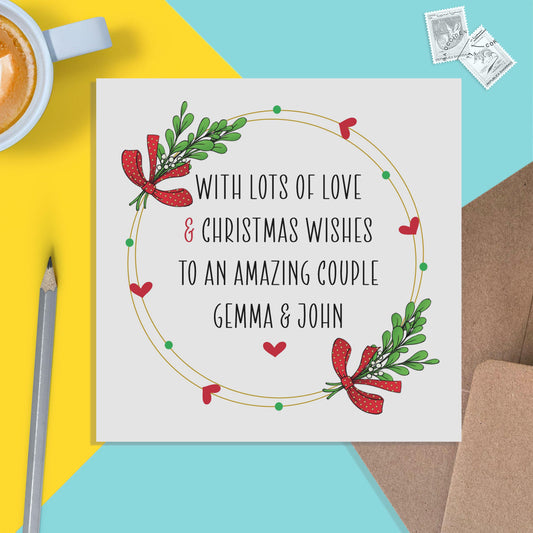Personalised Christmas Card For Couple, Christmas Card For friends, Lots Of Love & Christmas Wishes - PMPrinted