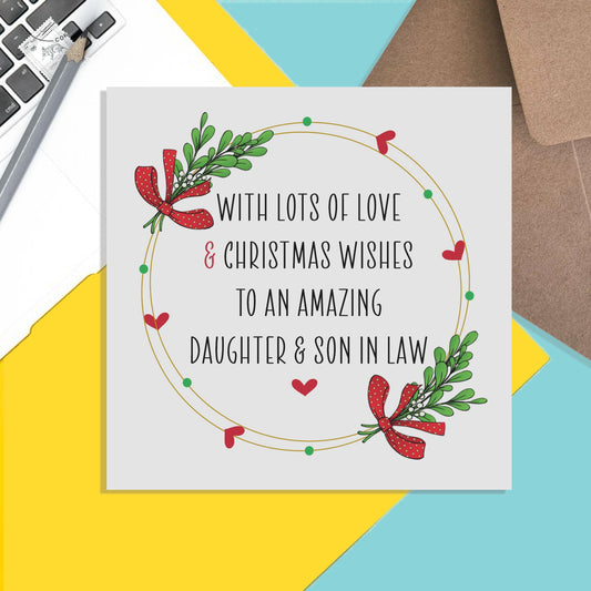 Christmas Card For Daughter And Son In Law, Lots Of Love & Christmas Wishes - PMPrinted