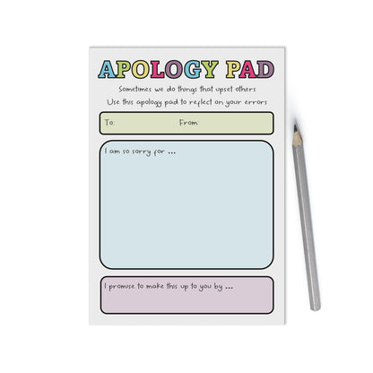 Apology A6 Notepad, Jotter Pad With 50 Tear Off Pages, Colourful Self Care Couples Notepad - PMPrinted