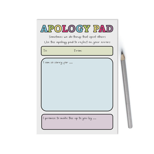 Apology A6 Notepad, Jotter Pad With 50 Tear Off Pages, Colourful Self Care Couples Notepad - PMPrinted