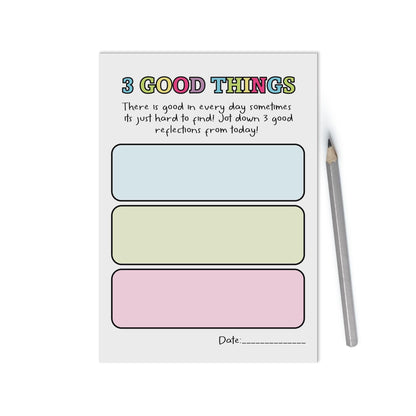 Gratitude 3 Good Things A6 Notepad, Jotter Pad With 50 Tear Off Pages, Colourful Self Care Productivity Organiser Notepad - PMPrinted
