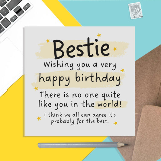 Bestie Funny Bestie Birthday Card - No One Like You - PMPrinted