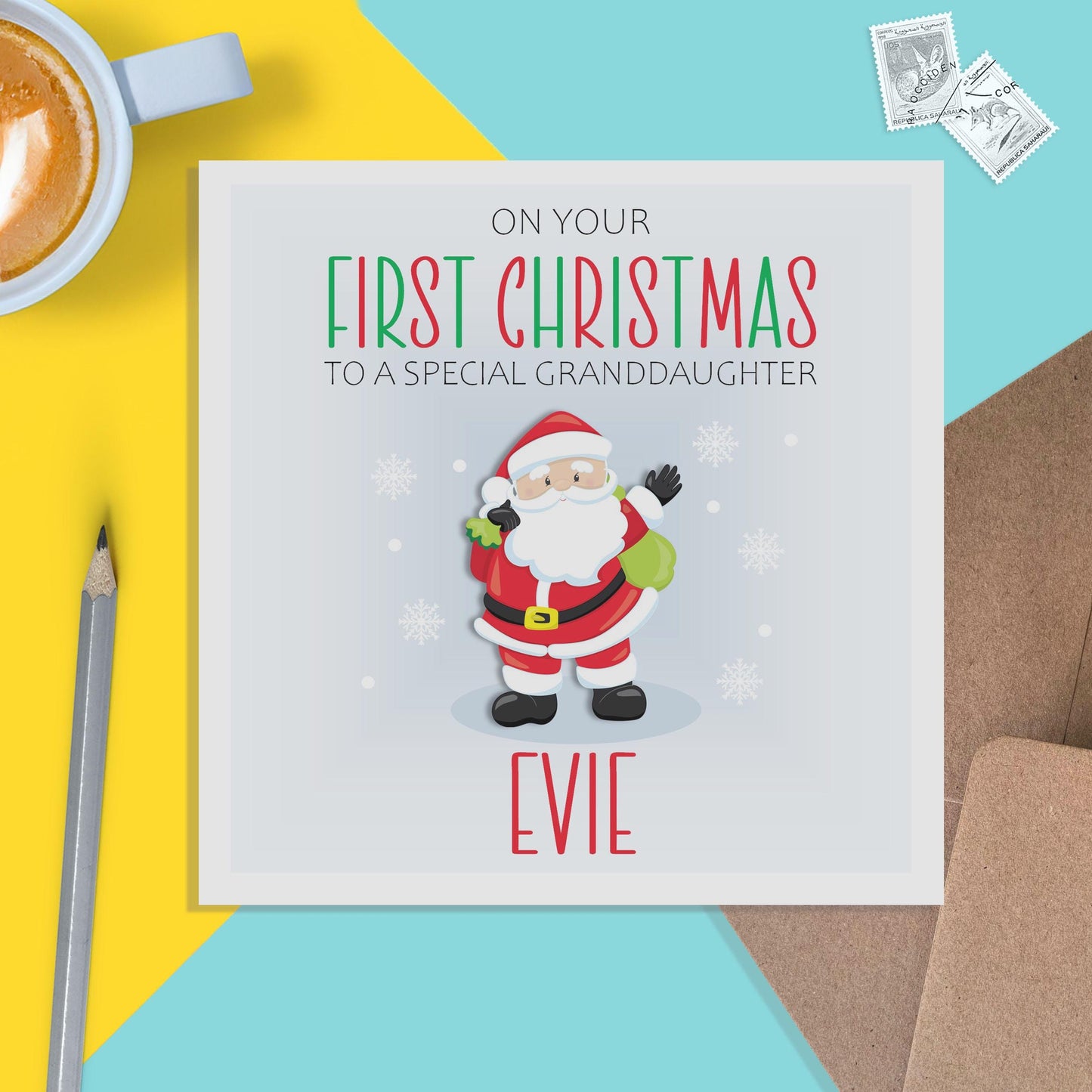 Granddaughter 1st Christmas Card - Personalised First Father Christmas Keepsake Card - PMPrinted