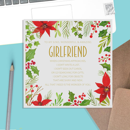 Girlfriend Poinsettia Christmas Card - PMPrinted