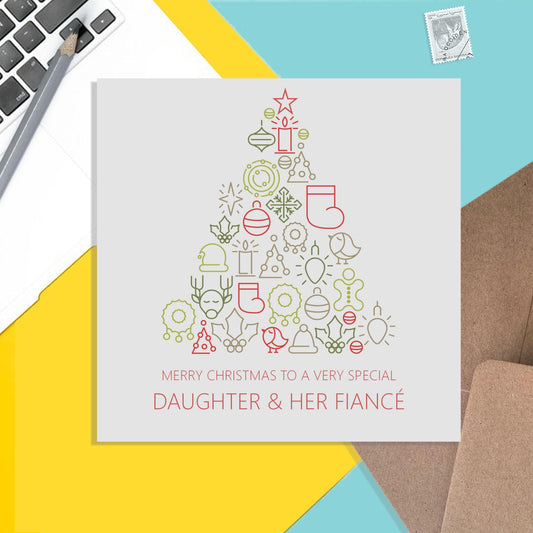 Daughter And Her Fiancé, Modern Christmas Card From Parents - PMPrinted