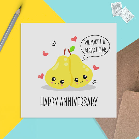 Anniversary Card, We Make The Perfect Pair - Food card for Husband, Wife, Boyfriend or Girlfriend - PMPrinted