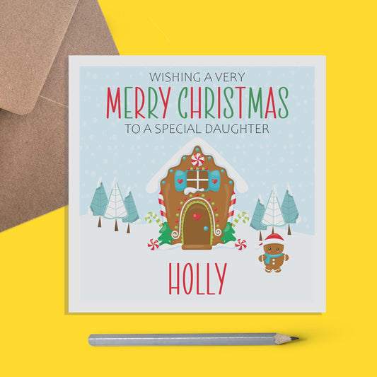 Gingerbread Daughter Christmas Card - Personalised Christmas Keepsake - PMPrinted