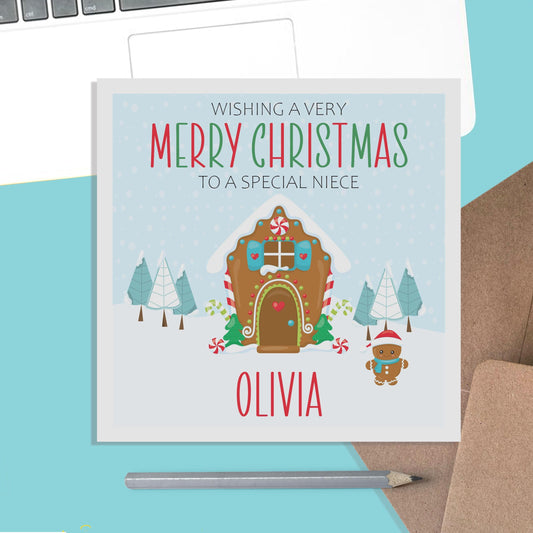 Gingerbread Niece Christmas Card - Personalised Christmas Keepsake - PMPrinted