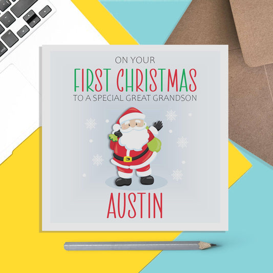 Grandson Personalised First Christmas Card - Prefect Keepsake - PMPrinted
