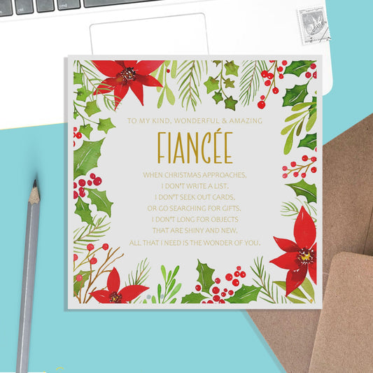 Fiancée Poinsettia Chrismas Card - PMPrinted