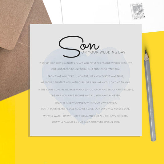 Son On Your Wedding Day, Sentimental Wedding Card From Parents - PMPrinted
