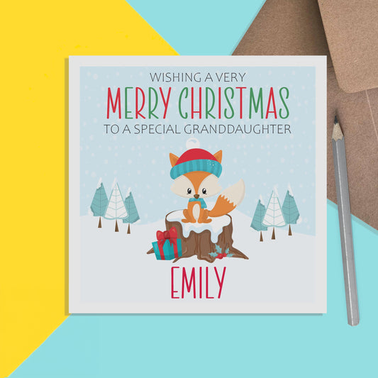 Fox Granddaughter Christmas Card - Personalised Christmas Keepsake - PMPrinted