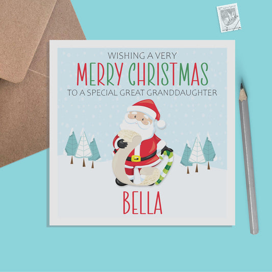 Great Granddaughter Christmas Card - Personalised Christmas Keepsake - Lots Of Designs - PMPrinted