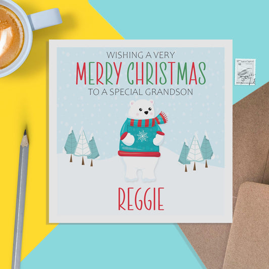 Grandson Christmas Card - Personalised Christmas Keepsake - PMPrinted