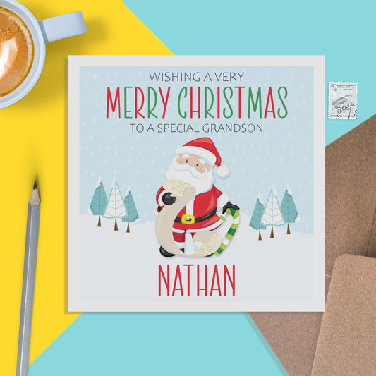 Santa Grandson Christmas Card - Personalised Christmas Keepsake - PMPrinted