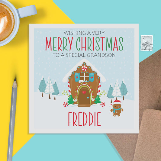 Gingerbread Grandson Christmas Card - Personalised Christmas Keepsake - PMPrinted