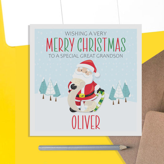 Santa Great Grandson Christmas Card - Personalised Christmas Keepsake - PMPrinted