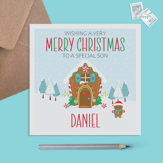 Gingerbread Son Christmas Card - Personalised Christmas Keepsake - PMPrinted